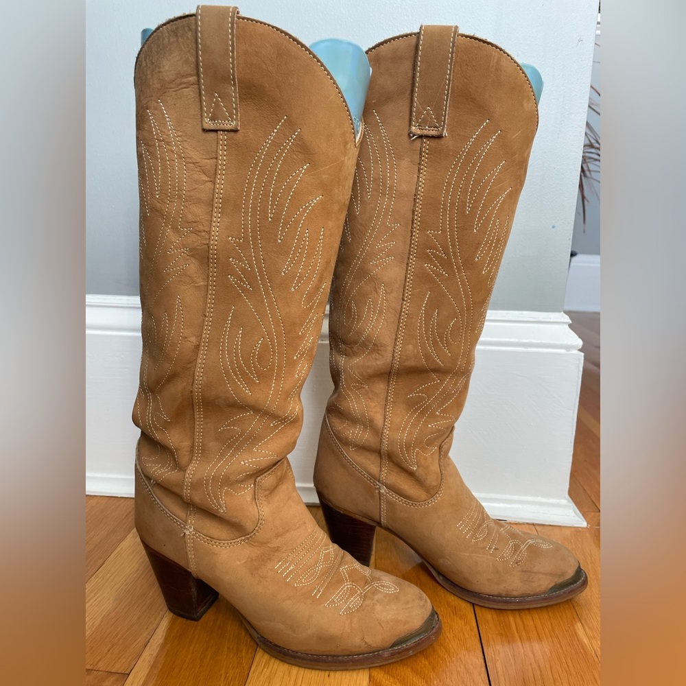 Vintage 80s Zodiac Tall Sueded Cowgirl Western Boots 7M